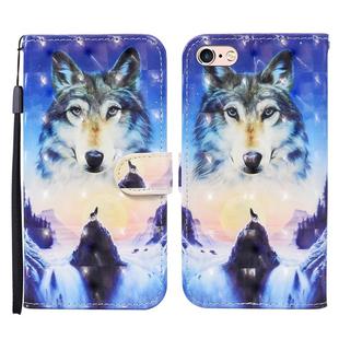 For iPhone SE 2022 / SE 2020 / 8 / 7 3D Painted Pattern Horizontal Flip Leather Case with Holder & Wallet & Card slot & Lanyard(Sunrise Wolf)