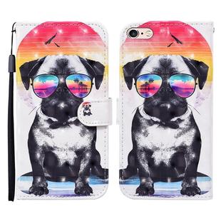 For iPhone SE 2022 / SE 2020 / 8 / 7 3D Painted Pattern Horizontal Flip Leather Case with Holder & Wallet & Card slot & Lanyard(Glasses Dog)