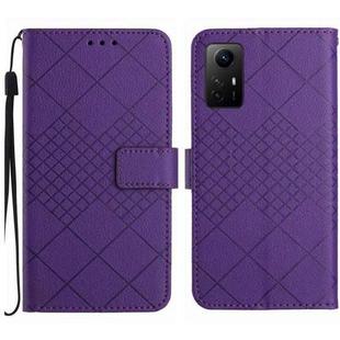 For Xiaomi 12 Rhombic Grid Texture Leather Phone Case(Purple)