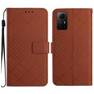 For Xiaomi 12 Rhombic Grid Texture Leather Phone Case(Brown)