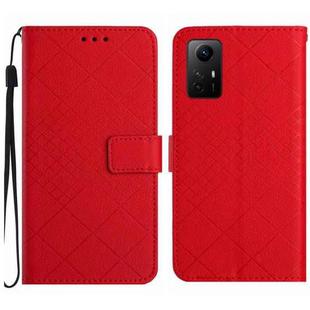 For Xiaomi 12 Lite Rhombic Grid Texture Leather Phone Case(Red)