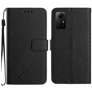 For Xiaomi 12 Lite Rhombic Grid Texture Leather Phone Case(Black)