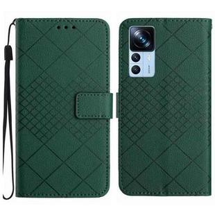 For Xiaomi 12T / 12T Pro Rhombic Grid Texture Leather Phone Case(Green)