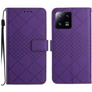 For Xiaomi 13 Rhombic Grid Texture Leather Phone Case(Purple)