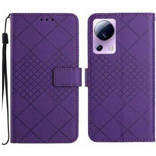 For Xiaomi 13 Lite Rhombic Grid Texture Leather Phone Case(Purple)