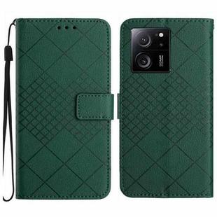 For Xiaomi 13T Rhombic Grid Texture Leather Phone Case(Green)