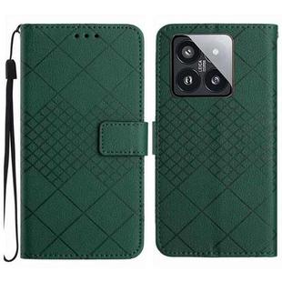 For Xiaomi 14 Rhombic Grid Texture Leather Phone Case(Green)