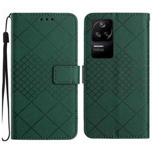 For Xiaomi Poco F4 5G Rhombic Grid Texture Leather Phone Case(Green)