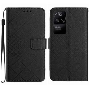 For Xiaomi Poco F4 5G Rhombic Grid Texture Leather Phone Case(Black)