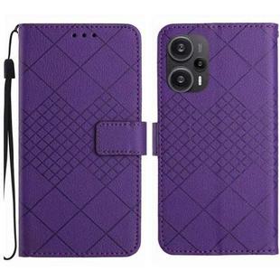 For Xiaomi Poco F5 Rhombic Grid Texture Leather Phone Case(Purple)