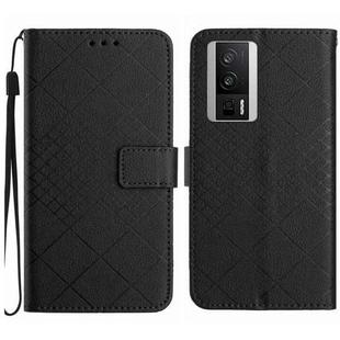 For Xiaomi Poco F5 Pro Rhombic Grid Texture Leather Phone Case(Black)
