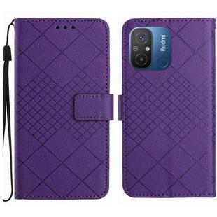 For Xiaomi Redmi 11A / Poco C55 Rhombic Grid Texture Leather Phone Case(Purple)