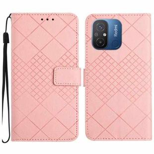 For Xiaomi Redmi 11A / Poco C55 Rhombic Grid Texture Leather Phone Case(Pink)