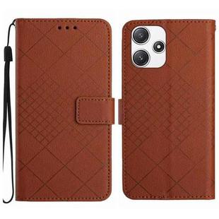 For Xiaomi Redmi 12 4G / 5G / Poco M6 Pro 5G Rhombic Grid Texture Leather Phone Case(Brown)