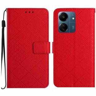 For Xiaomi Redmi 13C 4G Rhombic Grid Texture Leather Phone Case(Red)