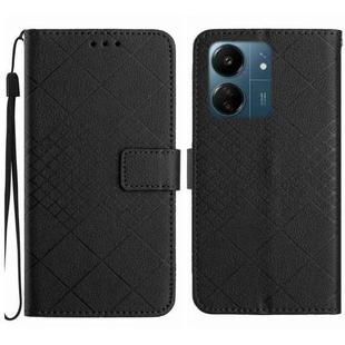 For Xiaomi Redmi 13C 4G Rhombic Grid Texture Leather Phone Case(Black)