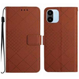 For Xiaomi Redmi A1 / A2 Rhombic Grid Texture Leather Phone Case(Brown)