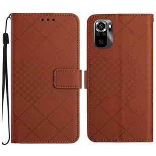 For Xiaomi Redmi Note 10 4G / Note 10S Rhombic Grid Texture Leather Phone Case(Brown)