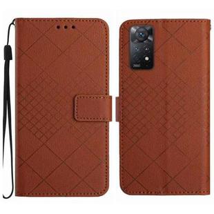 For Xiaomi Redmi Note 11 Global / 11S / 12S Rhombic Grid Texture Leather Phone Case(Brown)