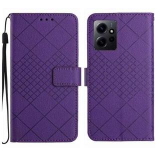 For Xiaomi Redmi Note 12 4G Global Rhombic Grid Texture Leather Phone Case(Purple)