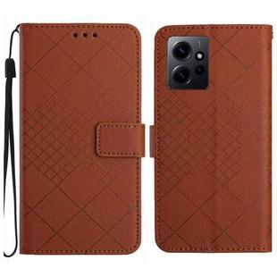 For Xiaomi Redmi Note 12 4G Global Rhombic Grid Texture Leather Phone Case(Brown)