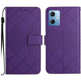 For Xiaomi Redmi Note 12 India / Poco X5 5G Rhombic Grid Texture Leather Phone Case(Purple)