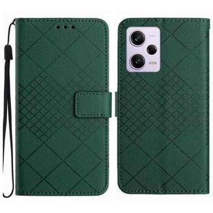 For Xiaomi Redmi Note 12 Pro India Rhombic Grid Texture Leather Phone Case(Green)