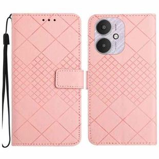 For Xiaomi Redmi 13C 5G Rhombic Grid Texture Leather Phone Case(Pink)