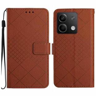 For Xiaomi Redmi Note 13 4G Global Rhombic Grid Texture Leather Phone Case(Brown)