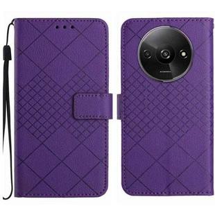 For Xiaomi Redmi A3 Rhombic Grid Texture Leather Phone Case(Purple)