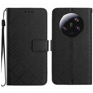 For Xiaomi 14 Ultra Rhombic Grid Texture Leather Phone Case(Black)