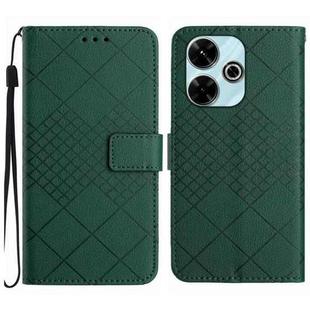 For Xiaomi Redmi 13 4G Global Rhombic Grid Texture Leather Phone Case(Green)