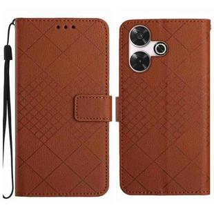 For Xiaomi Redmi 13 4G Global Rhombic Grid Texture Leather Phone Case(Brown)
