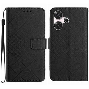 For Xiaomi Redmi 13 4G Global / 5G Global Rhombic Grid Texture Leather Phone Case(Black)