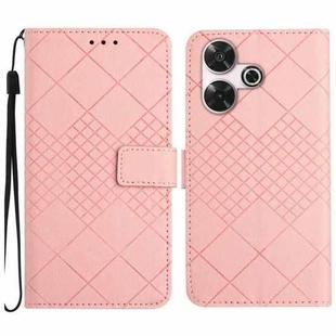 For Xiaomi Redmi 13 4G Global / 5G Global Rhombic Grid Texture Leather Phone Case(Pink)