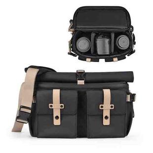 Cwatcun D90 Contrast Color Single Shoulder Camera Bag Outdoor Camera Bag Professional Crossbody Handbag, Size:27 x 17 x 18.5cm Medium(Black)