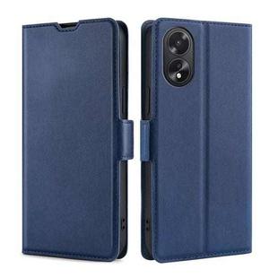 For OPPO A38 4G / A18 4G Ultra-thin Voltage Side Buckle Horizontal Flip Leather Phone Case(Blue)