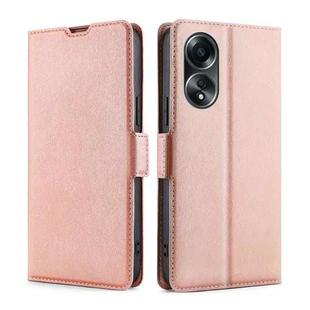 For OPPO A58 4G Ultra-thin Voltage Side Buckle Horizontal Flip Leather Phone Case(Rose Gold)