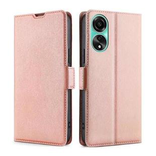 For OPPO A78 4G Ultra-thin Voltage Side Buckle Horizontal Flip Leather Phone Case(Rose Gold)