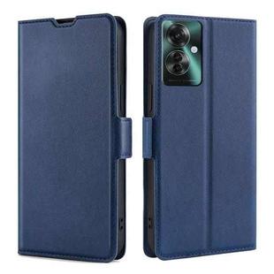 For OPPO Reno11 F 5G Ultra-thin Voltage Side Buckle Horizontal Flip Leather Phone Case(Blue)