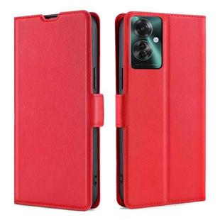 For OPPO Reno11 F 5G Ultra-thin Voltage Side Buckle Horizontal Flip Leather Phone Case(Red)