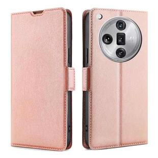 For OPPO Find X7 Ultra 5G Ultra-thin Voltage Side Buckle Horizontal Flip Leather Phone Case(Rose Gold)