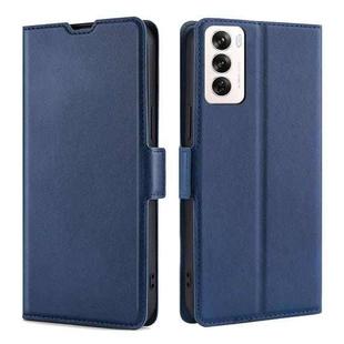For OPPO Reno12 5G Global Ultra-thin Voltage Side Buckle Horizontal Flip Leather Phone Case(Blue)