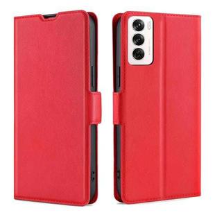 For OPPO Reno12 5G Global Ultra-thin Voltage Side Buckle Horizontal Flip Leather Phone Case(Red)