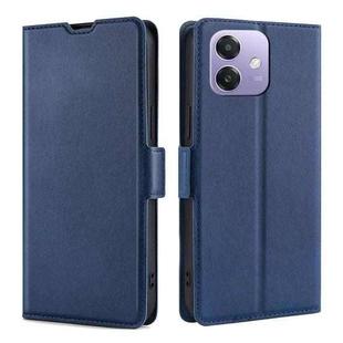 For OPPO A3 5G India Ultra-thin Voltage Side Buckle Horizontal Flip Leather Phone Case(Blue)