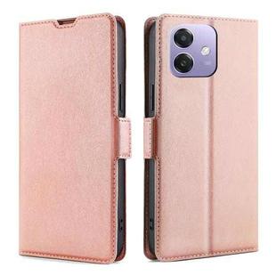 For OPPO A3 5G India Ultra-thin Voltage Side Buckle Horizontal Flip Leather Phone Case(Rose Gold)