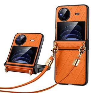For vivo X Flip SULADA Elegant Rhombic Texture Folding Phone Case(Orange)