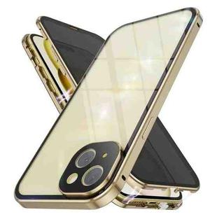 For iPhone 15 Plus Anti-peeping Magnetic Double-sided Tempered Glass Phone Case(Gold)