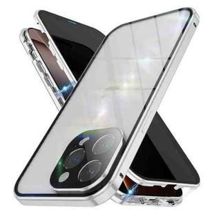 For iPhone 16 Pro Max Anti-peeping Magnetic Double-sided Tempered Glass Phone Case(Silver)