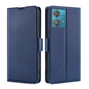 For Motorola Edge 40 Neo 5G Ultra-thin Voltage Side Buckle Horizontal Flip Leather Phone Case(Blue)